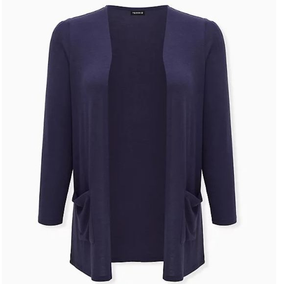 torrid Sweaters - Torrid 1X 14-16 Navy Hacci Open Straight Front Cardigan